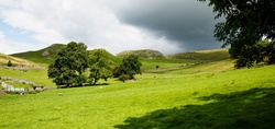 Landscape Of Changing Weather: Beautiful landscape with sky changing from sunny to stormy