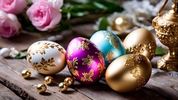 Easter eggs still life holidays background