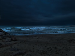 Dark stormy beach