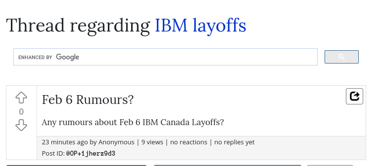 Any rumours about Feb 6 IBM Canada Layoffs? 