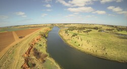 River and farmland scene Werribee Australia