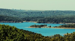 Lake Tenkiller in Broke Bow, Oklahoma in summer.