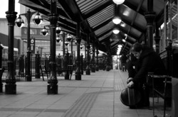 Morning bus station