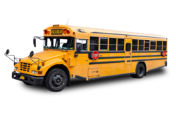 A yellow old school bus cut out and on transparent background