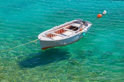 Small boat docked in Greece