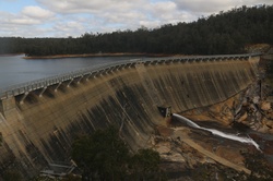 A nearly-full water-supply dam near Collie, Western Australia