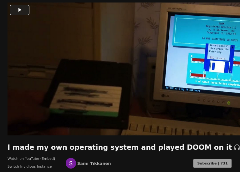 I made my own operating system and played DOOM on it