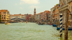 Grand canal with Rialto bridge in Venice, Italy