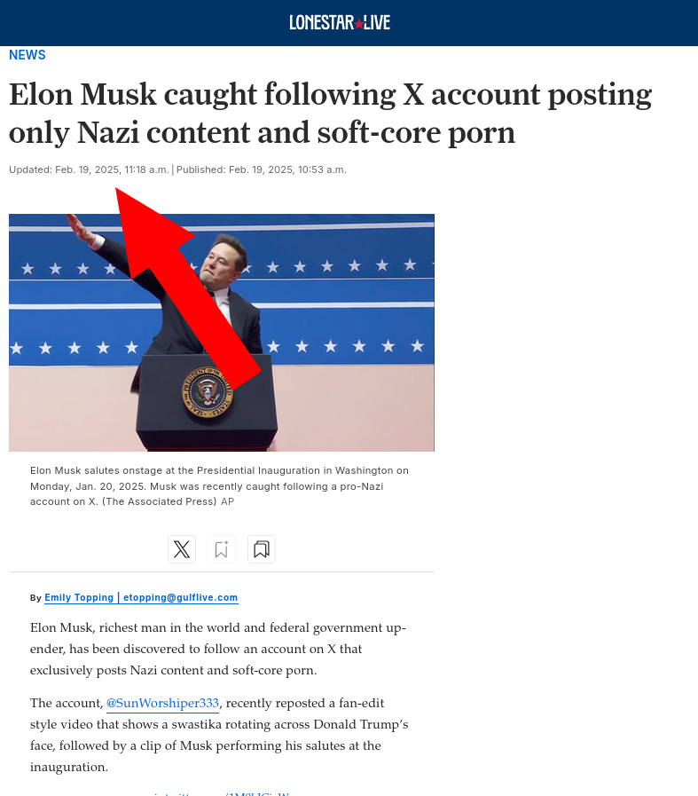 Elon Musk caught following X account posting only Nazi content and soft-core porn