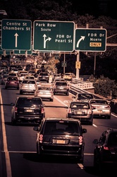 New York traffic on Brooklyn bridge