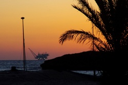 Oil rig at sunset and gradient light