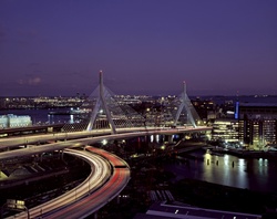 Boston Bunker Hill Bridge at Night
