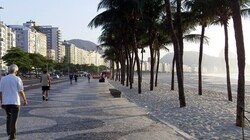 Early walk in the morning along Copacabana Beach in Rio de Janeiro