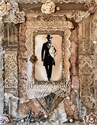 Illustration of a fashionably dressed gentleman from the Victorian Era in a shabby chic masculine style frame