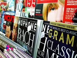 Magazines on a newsagents shelf