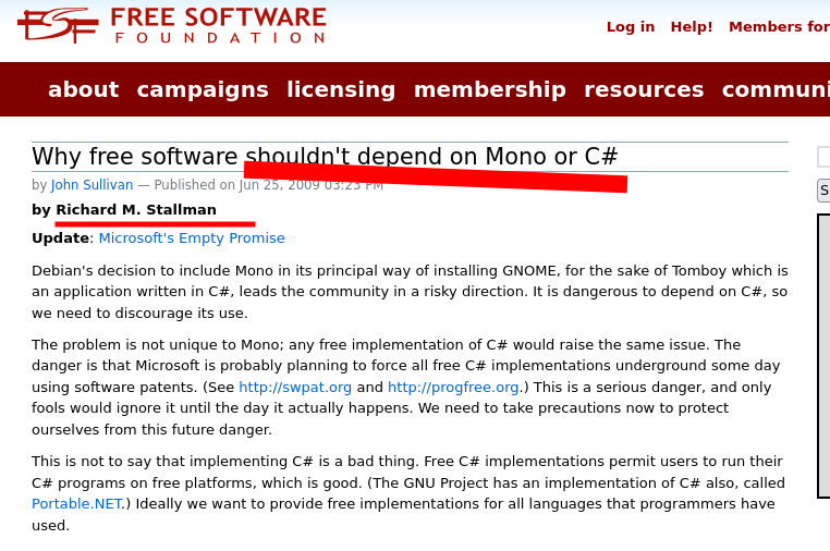  Why free software shouldn't depend on Mono or C# 