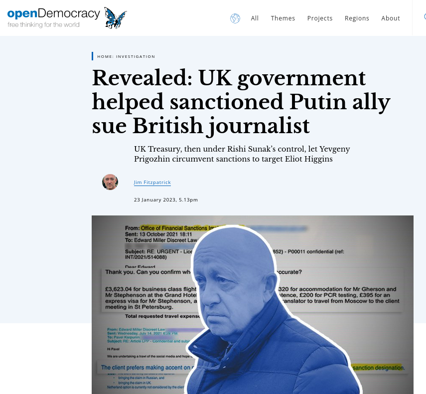 Revealed: UK government helped sanctioned Putin ally sue British journalist