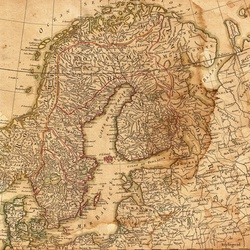 Old and restored map of Scandinavia