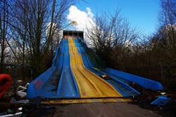 Abandoned multi-slide in amusement park