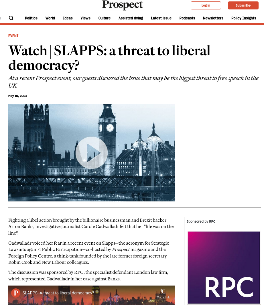 Watch | SLAPPS: a threat to liberal democracy?