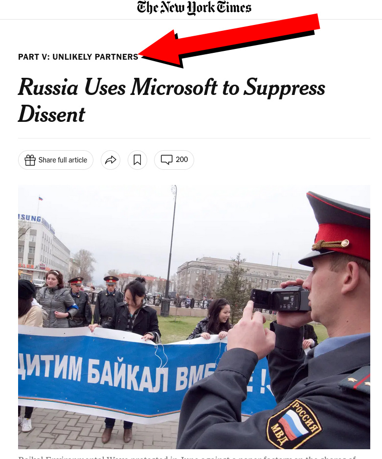 Russia Uses Microsoft to Suppress Dissent