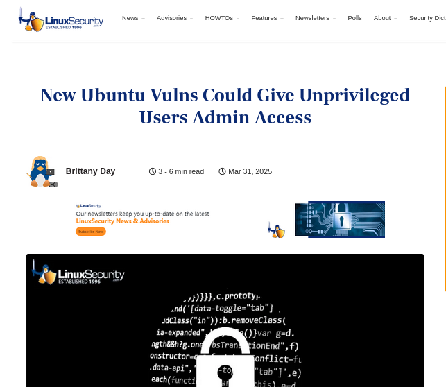 New Ubuntu Vulns Could Give Unprivileged Users Admin Access