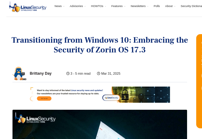 Transitioning from Windows 10: Embracing the Security of Zorin OS 17.3