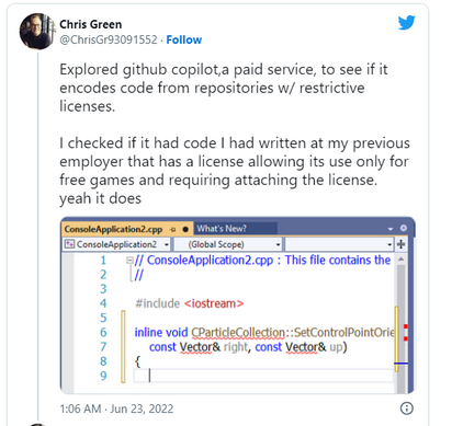 Butterick also touched on another subject in a blog post earlier in October, discussing the damage that Copilot could bring to open-source communities.