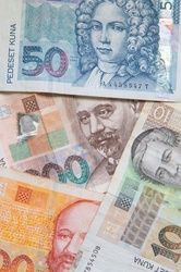 Background image made out of money used in Croatia.