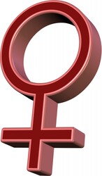 Pink red female symbol in 3d