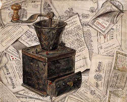 Illustration Vintage Coffee Grinder