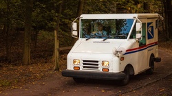 Mail delivery truck in the United States