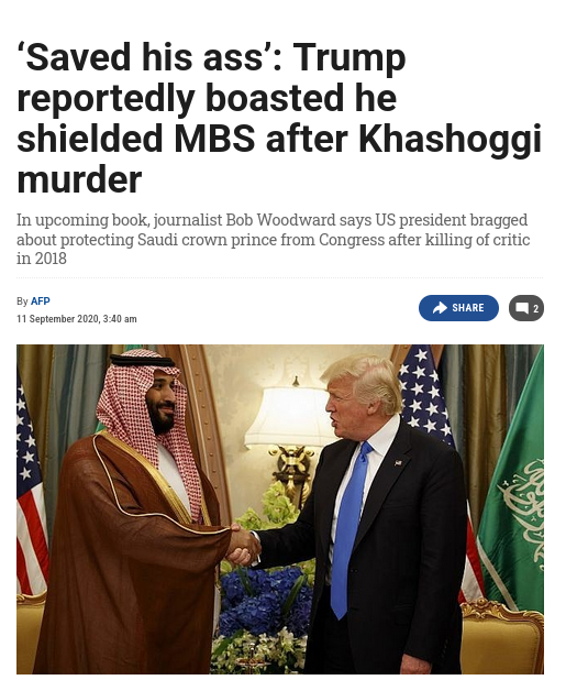 ‘Saved his ass’: Trump reportedly boasted he shielded MBS after Khashoggi murder