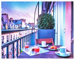 Various Watercolor Papers of Parisian Scenes