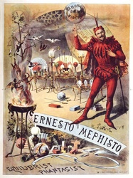 Vintage Mephisto poster retro poster art illustration public domain image restored stains removed