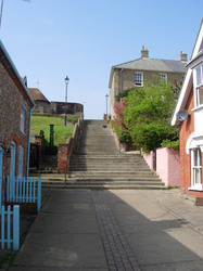 Looking up Town Steps in Aldeburgh towards The Terrace