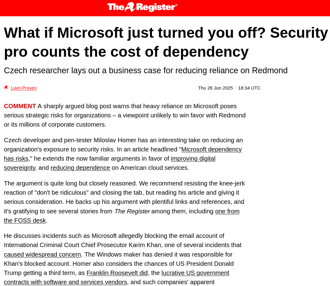 What if Microsoft just turned you off? Security pro counts the cost of dependency