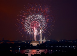 4th Of July Fireworks: Fireworks light up the night sky over Washington D.C. celebrating Independence Day