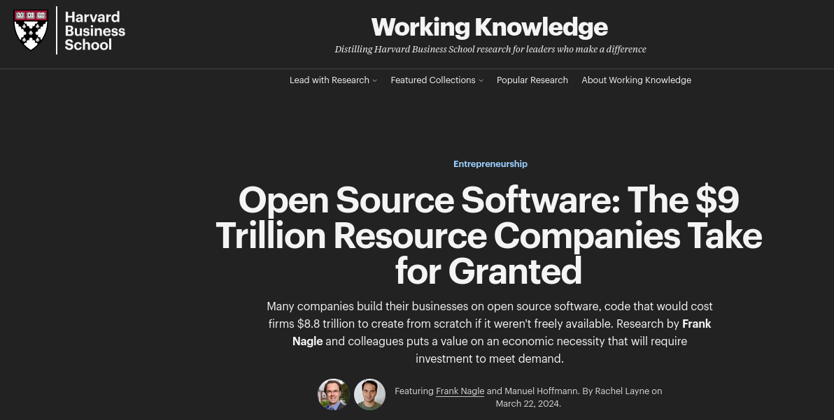 Open Source Software: The $9 Trillion Resource Companies Take for Granted | Working Knowledge