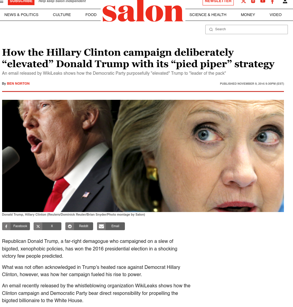 How the Hillary Clinton campaign deliberately “elevated” Donald Trump with its “pied piper” strategy