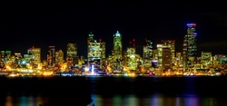 Lights of Seattle brighten the night