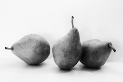 Abstract of three pears in black and white