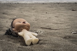 Garbage washed up on a beach