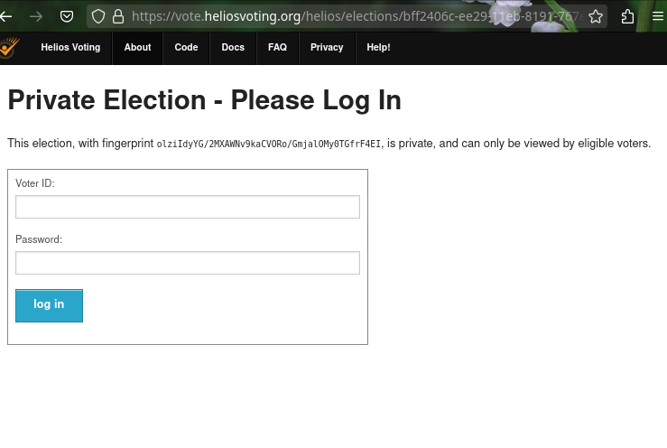 Private Election - Please Log In
