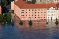 Houses flooded in Usti nad Labem in the Czech Republic during June 2013 floods