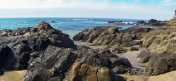 Low Tide at Laguna Beach California reveals large rocks