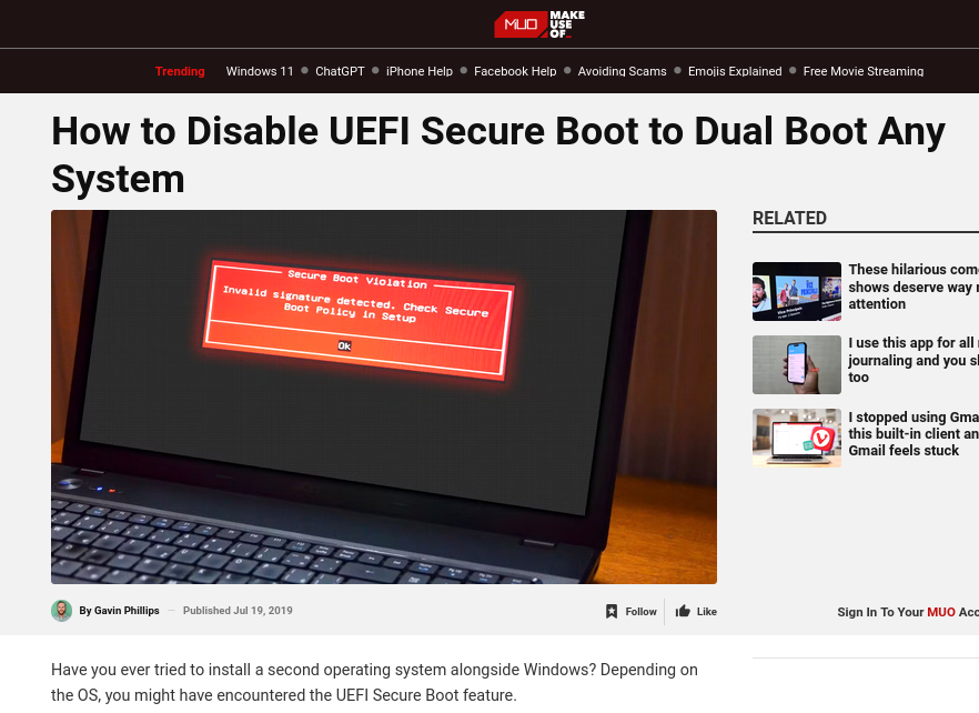 How to Disable UEFI Secure Boot to Dual Boot Any System