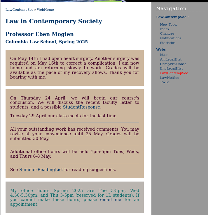 Law in Contemporary Society: Professor Eben Moglen