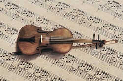 Sheet Music Notes Fiddle Violin Music Vintage Design Poster