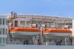 Lifeboats hanging on a ship